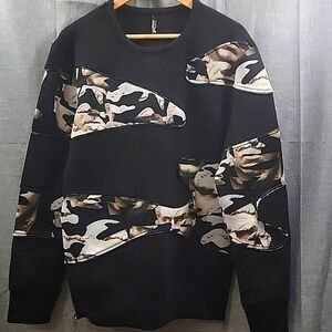 Neil Barrett Modernist Black Camo sweatshirt Patchwork Crew Neck Men's SZ L